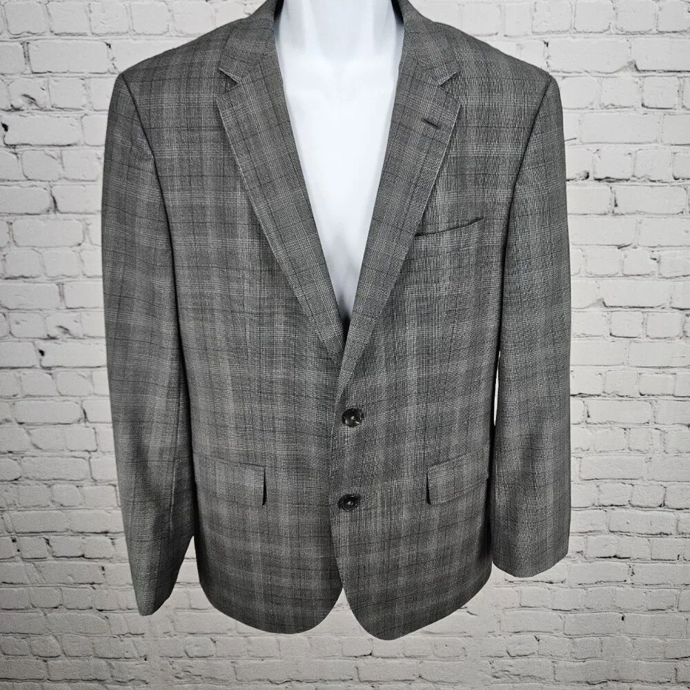 Hugo Boss Grey 100% Wool Guabello Super 130 2 Button Notch Blazer Sport Coat 40R